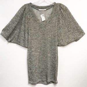 Cherish Sweater Womens Size Small Short‎ Sleeve Batwing Gold Sweater